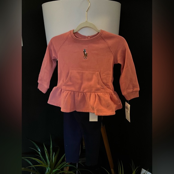 NWT POLO RALPH LAUREN Baby Big Pony Top & Leggings Set In Desert Rose Size 18M - Picture 9 of 15